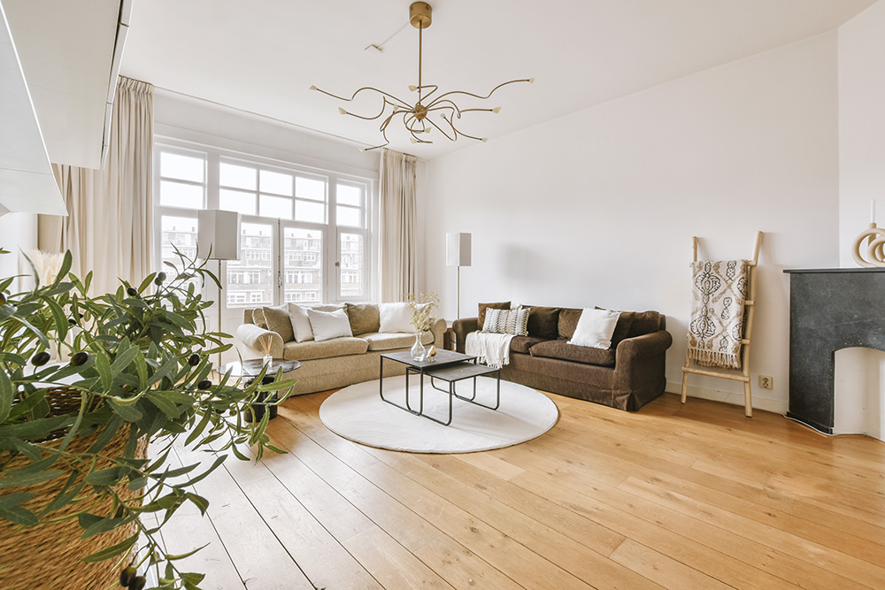 bright and spacious living room with hardwood floors